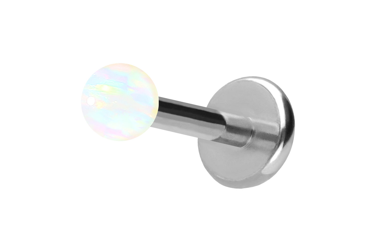 Titan Labret Piercing mit Push Fit SYNTHETISCHER OPAL